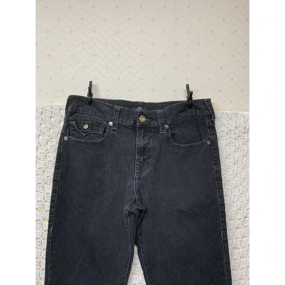 True Religion Jeans Mens‎ Size 32X30 Black Ricky Flap Relaxed Straight